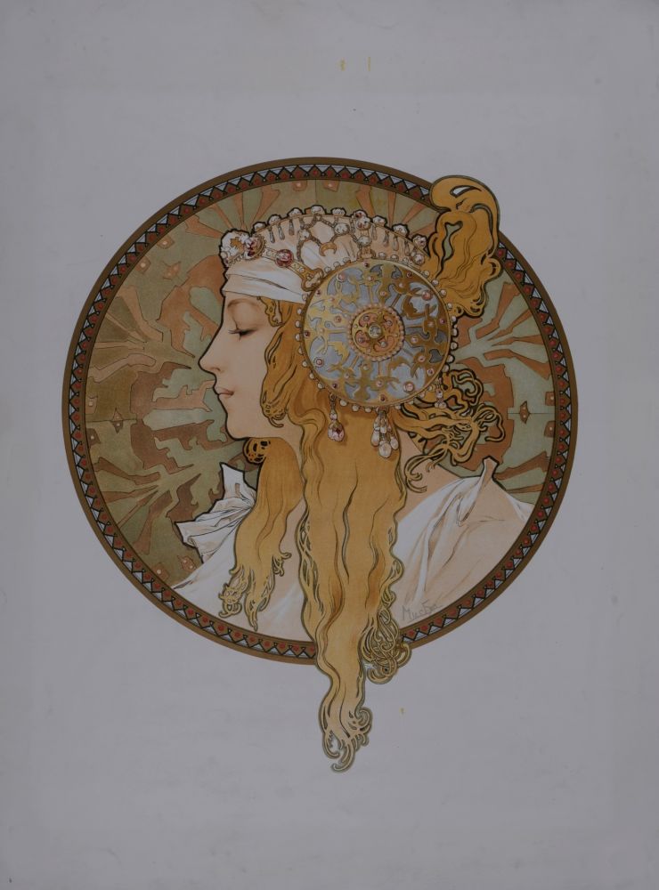 Литография Mucha - Byzantine Heads: Blond, 1900