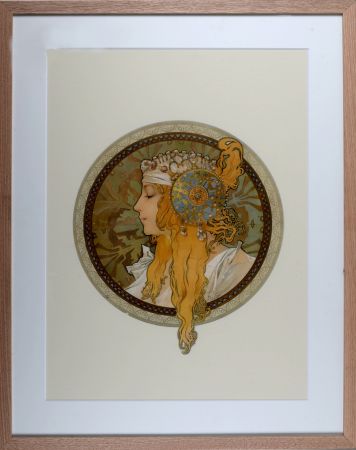 Литография Mucha - Byzantine Heads: Blond. 1900 - Framed!