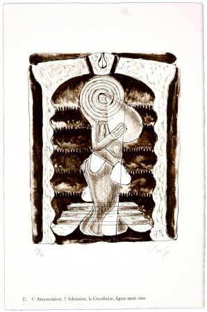 Литография Nørgaard - C. L'Annonciation, l'Adoration, la Crucifixion, figure mort-vive