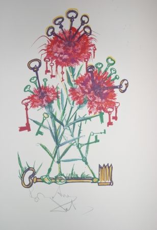 Литография Dali - Carnation Keys (surrealistic flowers)