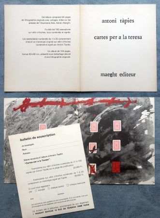 Гашение Tàpies - CARTES PER A LA TERESA : Carton de présentation de l'ouvrage illustré de lithographies et collages (1976).