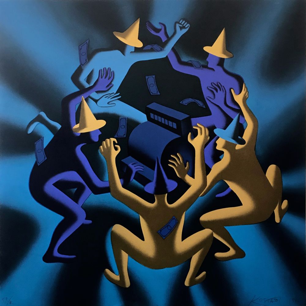 Сериграфия Kostabi - CASH DANCE (BLUE)