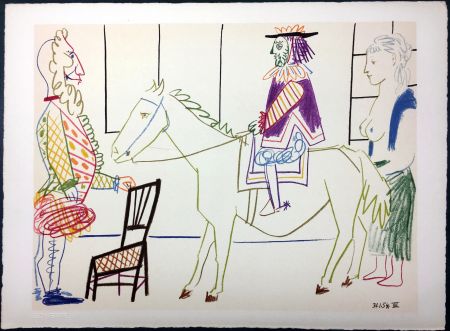 Литография Picasso - Cavalier costumé 1 (La Comédie Humaine - Verve 29-30. 1954) 