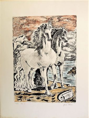Литография De Chirico - Cavalli antichi