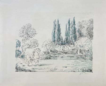 Литография De Chirico - Cavallo a villa Falconieri