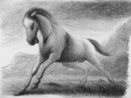 Литография Grasselli - Cavallo che fugge