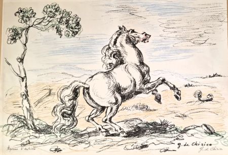 Литография De Chirico - Cavallo in libertà