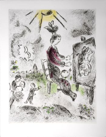 Офорт И Аквитанта Chagall - Celui qui dit les choses sans rien dire, 1976 - PLATE 10