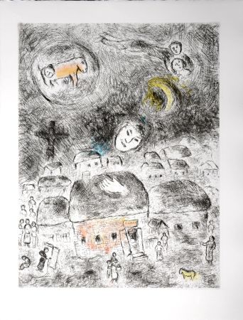 Офорт И Аквитанта Chagall - Celui qui dit les choses sans rien dire, 1976 - PLATE 11