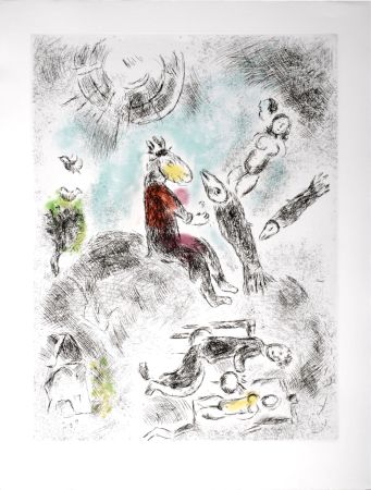 Офорт И Аквитанта Chagall - Celui qui dit les choses sans rien dire, 1976 - PLATE 12