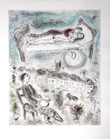 Офорт И Аквитанта Chagall - Celui qui dit les choses sans rien dire, 1976 - PLATE 13