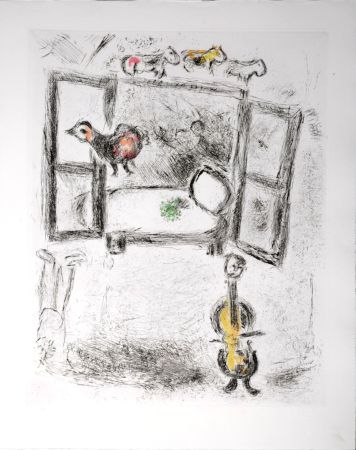 Офорт И Аквитанта Chagall - Celui qui dit les choses sans rien dire, 1976 - PLATE 15