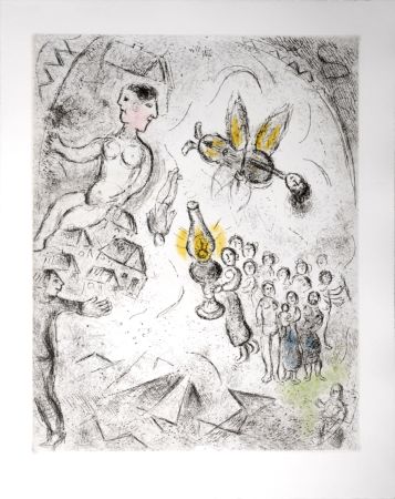 Офорт И Аквитанта Chagall - Celui qui dit les choses sans rien dire, 1976 - PLATE 18
