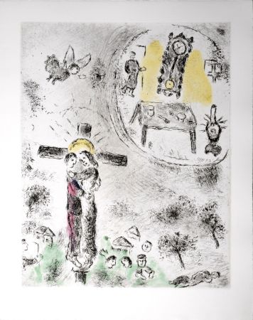 Офорт И Аквитанта Chagall - Celui qui dit les choses sans rien dire, 1976 - PLATE 20