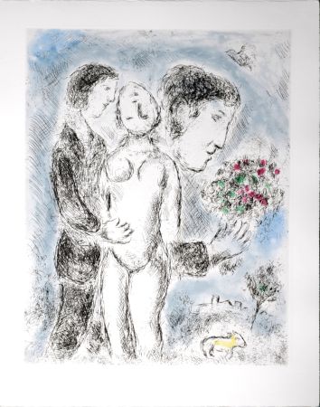Офорт И Аквитанта Chagall - Celui qui dit les choses sans rien dire, 1976 - PLATE 21