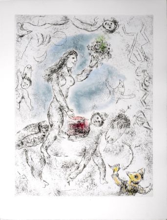Офорт И Аквитанта Chagall - Celui qui dit les choses sans rien dire, 1976 - PLATE 22