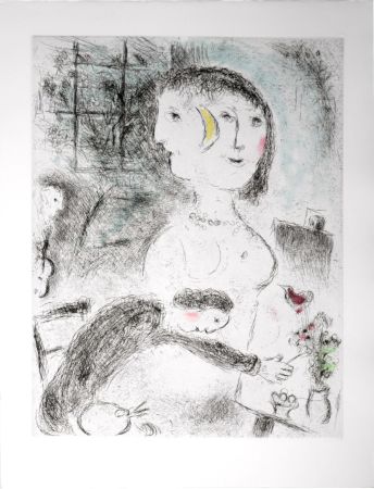 Офорт И Аквитанта Chagall - Celui qui dit les choses sans rien dire, 1976 - PLATE 23