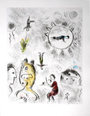 Офорт И Аквитанта Chagall - Celui qui dit les choses sans rien dire, 1976 - PLATE 24
