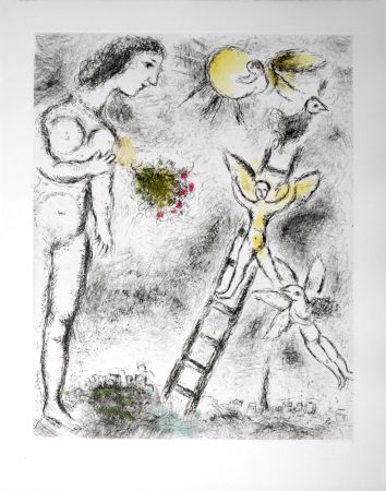 Офорт И Аквитанта Chagall - Celui qui dit les choses sans rien dire, 1976 - PLATE 25