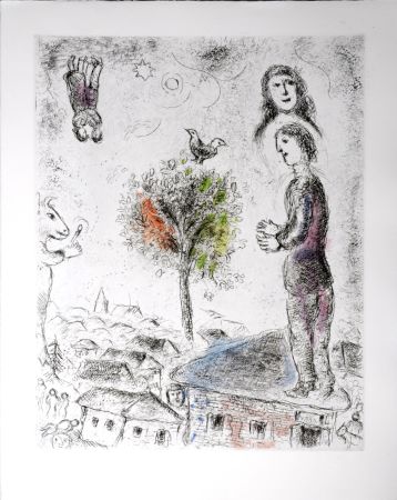 Офорт И Аквитанта Chagall - Celui qui dit les choses sans rien dire, 1976 - PLATE 3