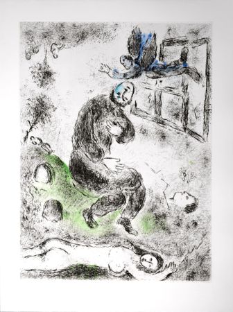 Офорт И Аквитанта Chagall - Celui qui dit les choses sans rien dire, 1976 - PLATE 6