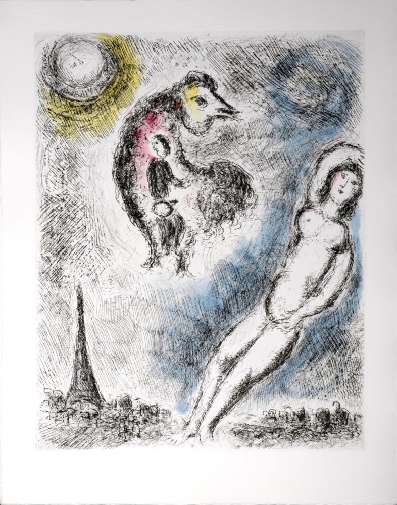 Офорт И Аквитанта Chagall - Celui qui dit les choses sans rien dire, 1976 - PLATE 8