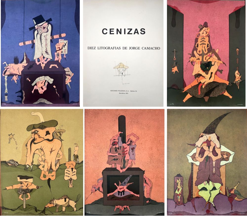 Литография Camacho  - CENIZAS. Dix Lithographies de Jorge Camacho. Barcelona 1974. Album complet avec dessin original.