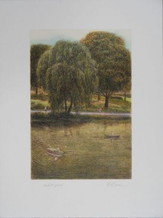 Литография Altman - Central Park - The Boats
