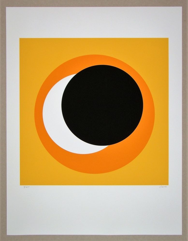 Сериграфия Claisse - Cercle noir sur fond orange