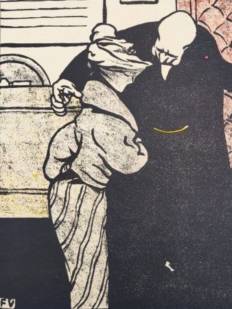 Литография Vallotton - C'est pour votre papa... Passez donc dans mon cabinet. 