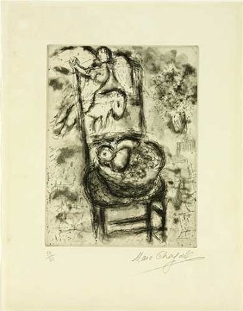 Гравюра Chagall - Chaise à la corbeille de fruits