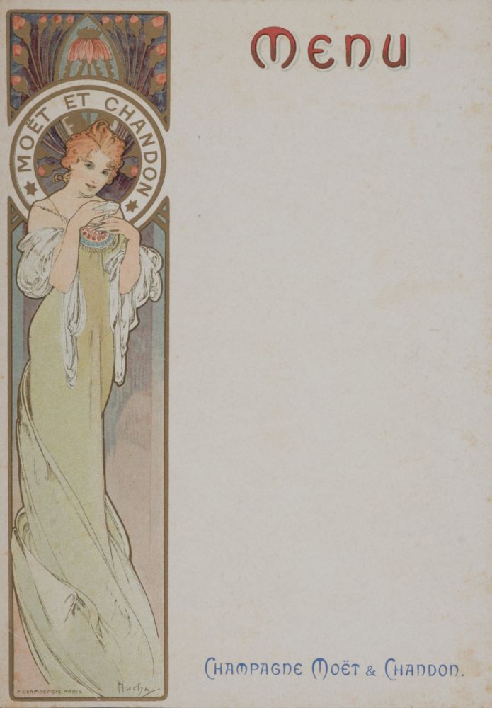 Литография Mucha - Champagne Moët & Chandon Menu, 1899