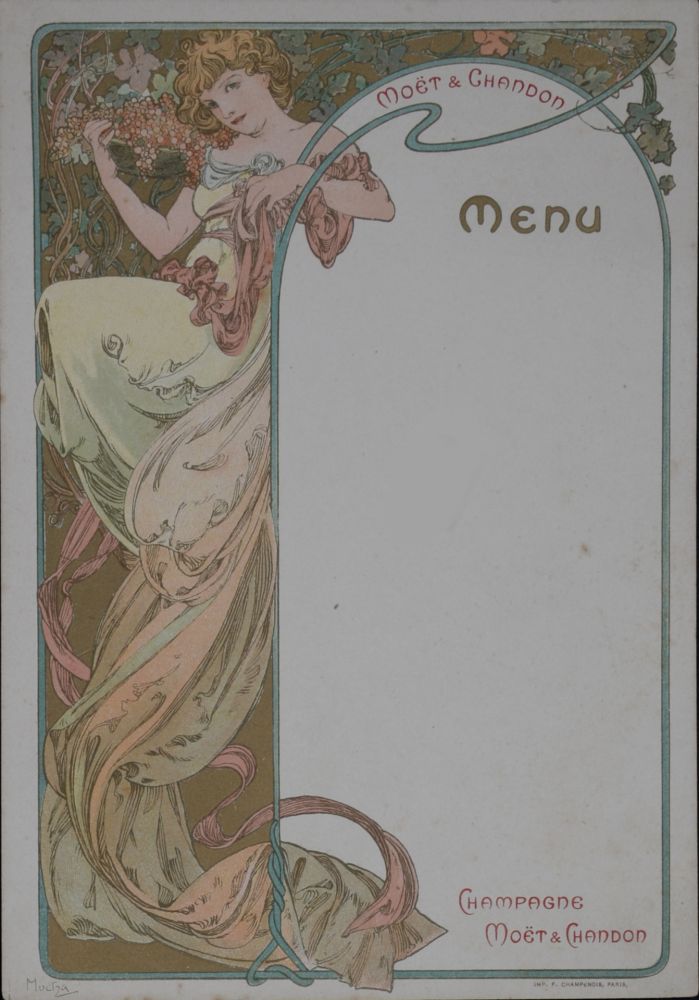 Литография Mucha - Champagne Moët & Chandon Menu, 1899