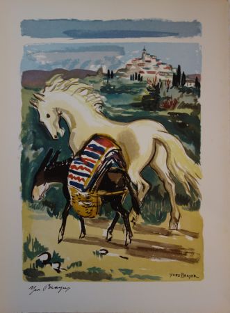 Гравюра Brayer - Cheval et âne en Provenc
