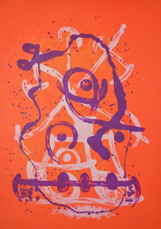 Литография Miró - Chevauchee Rouge Et Violet - M610