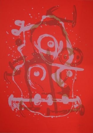 Литография Miró - Chevauchée orange