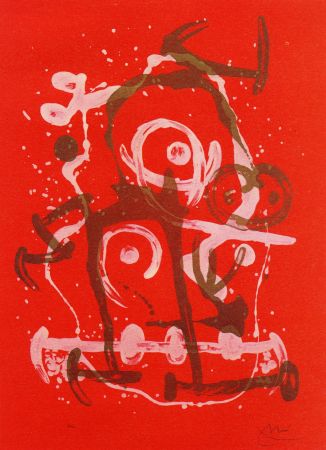 Литография Miró - Chevauchée rouge brun