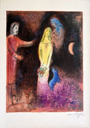Литография Chagall - CHLOÉ VÊTUE ET COIFFÉE PAR CLÉARISTE (Daphnis & CHLOÉ - 1961)