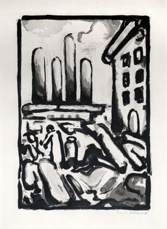 Офорт И Аквитанта Rouault - Christ au Faubourg (Christ in Faubourg) from Passion, 1935 