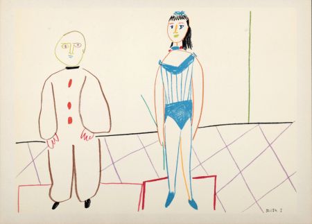 Литография Picasso - Clown & Woman 1954