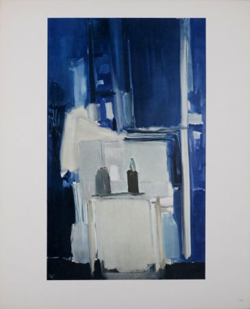 Гашение De Stael - Coin d'atelier, fond bleu, 1960 - plate signed.