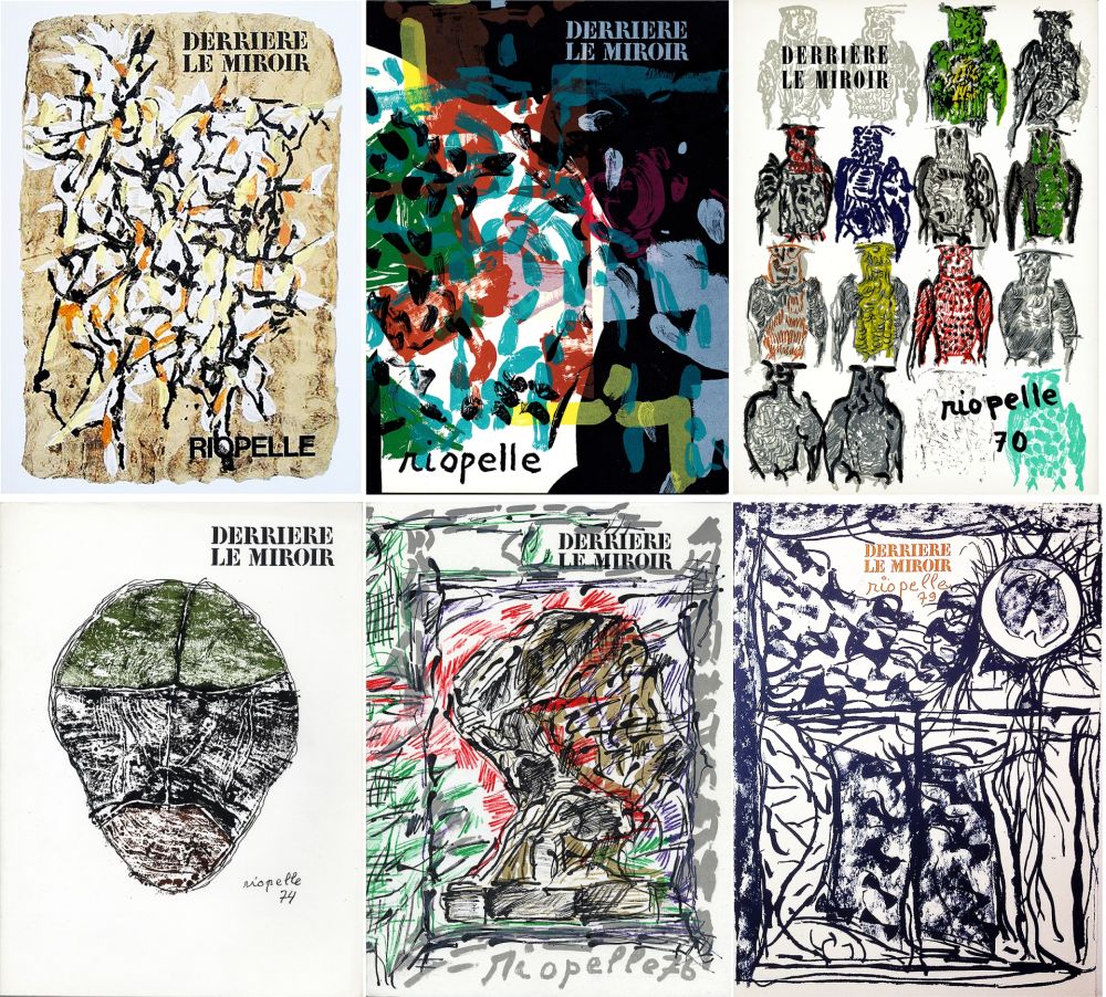 Иллюстрированная Книга Riopelle - Collection complète des 6 volumes de DERRIÈRE LE MIROIR consacrés à Jean-Paul Riopelle: 49 LITHOGRAPHIES ORIGINALES (parus de 1966 à 1979). 