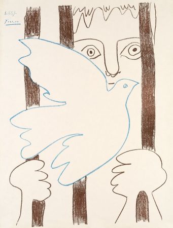 Афиша Picasso - Colombe Bleue Volant devant des Barreaux