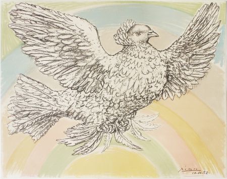 Литография Picasso - Colombe à l'Arc en Ciel