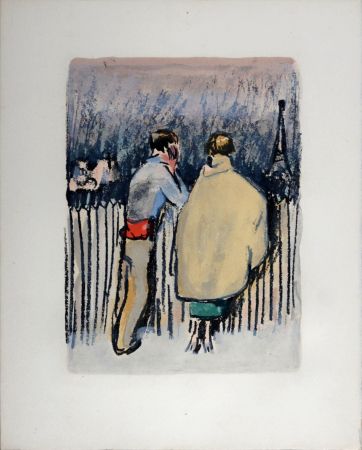 Литография Van Dongen - Comme dans Louise, les couples, du haut de la Butte, contemplaient Paris, 1949
