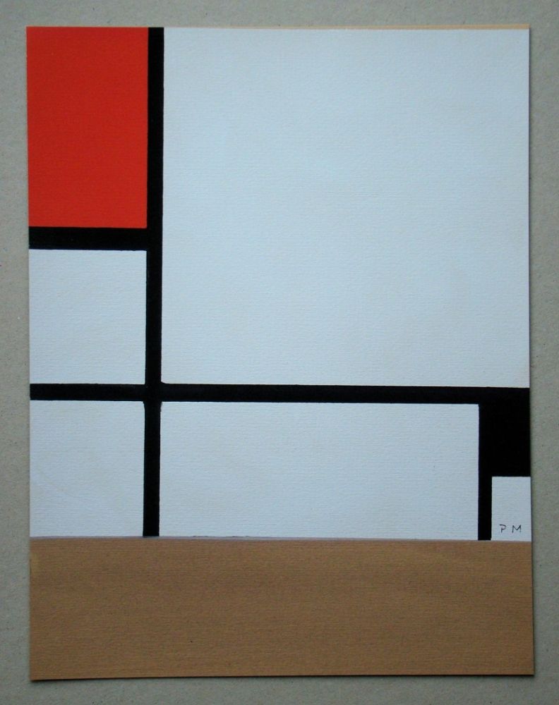 Трафарет Mondrian - Compositie met rood