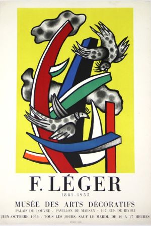Литография Leger -  Composition au 2 Oiseaux 1955    Musée  des Arts Décoratifs  1956