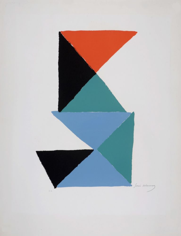 Литография Delaunay - Composition aux triangles, c. 1967 - Hand-signed