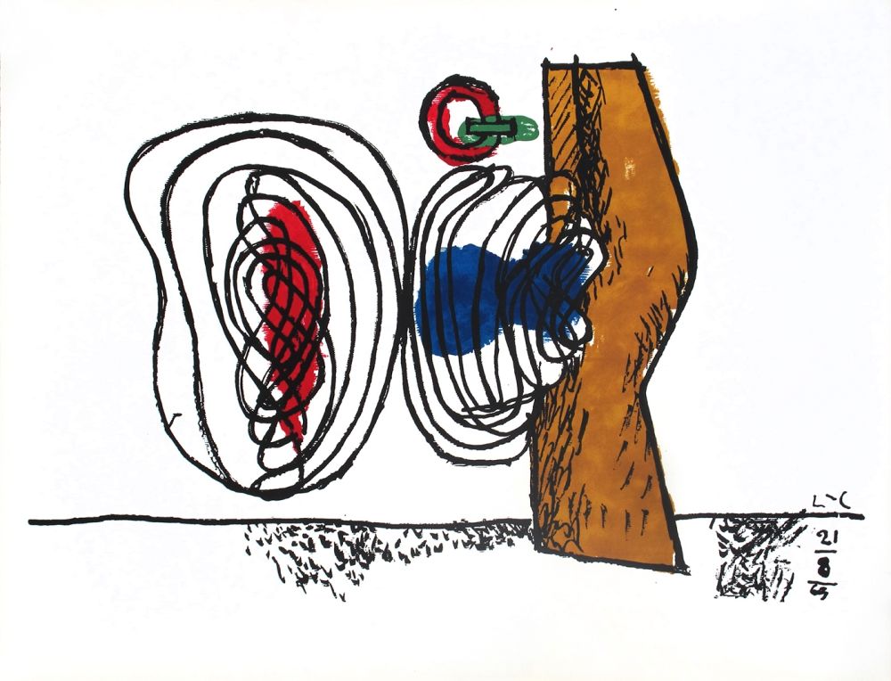 Литография Le Corbusier - Composition bleu et rouge