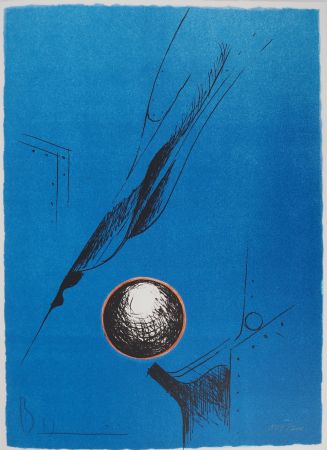 Литография Heiliger - Composition Bleu à la sphère